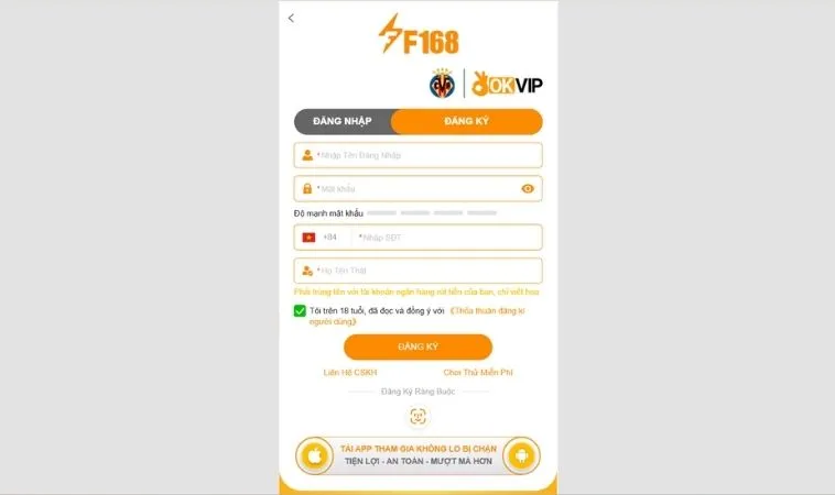 Bí Quyết Đăng Ký F168 Nhận Thưởng Lớn Ngay Lập Tức 2025 2 Giao diện đăng ký F168