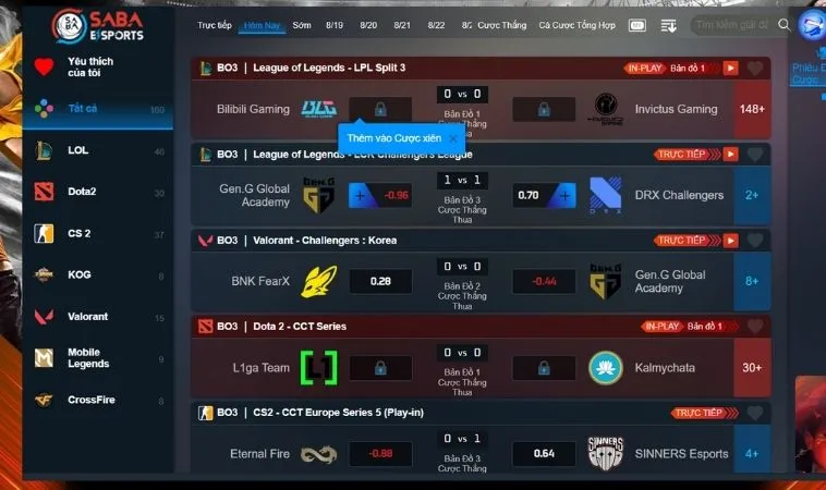 Hướng Dẫn Cá Cược Thể Thao Điện Tử F168 Chiến Thắng Dễ Dàng 2 Giao diện chơi cá cược Thể Thao Điện Tử F168